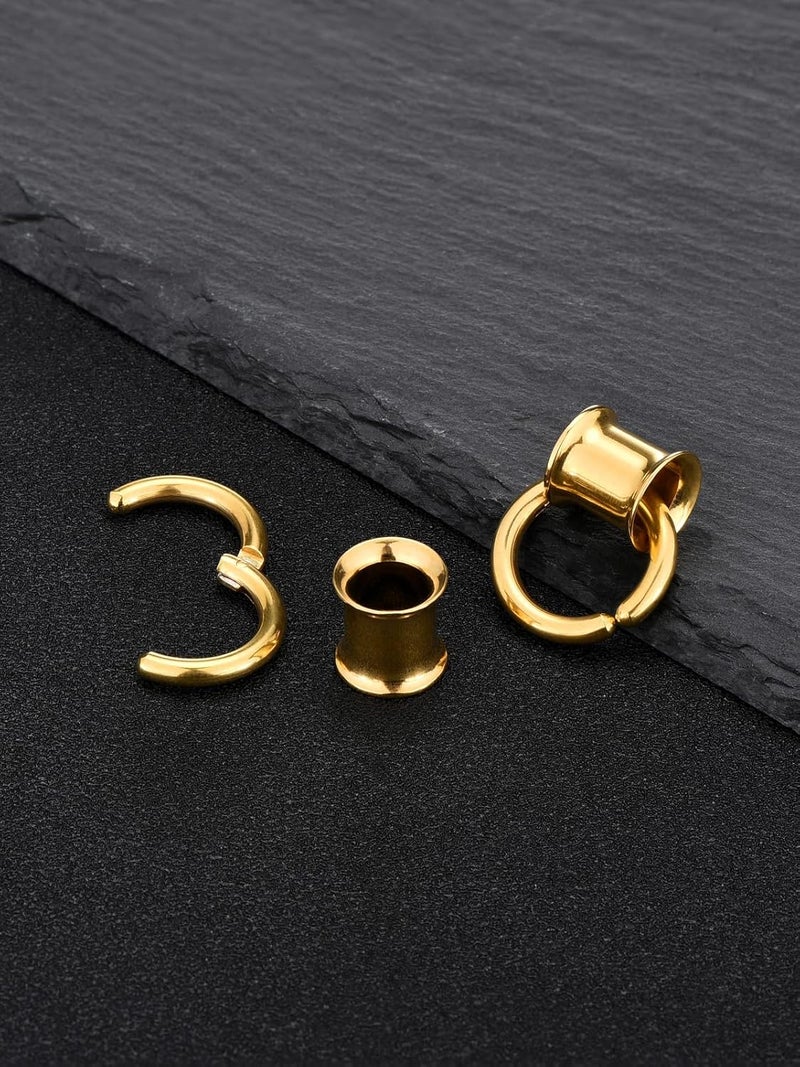 PiercingJ 1 Pair Ear Guages with Rings Ear Weight Plugs Tunnels Hypoallergenic Ear Expander Stretchers 316 Stainless Steel Hoop Earrings Piercing Body Jewelry 0G 00G 1/2" 9/16" - Image 5